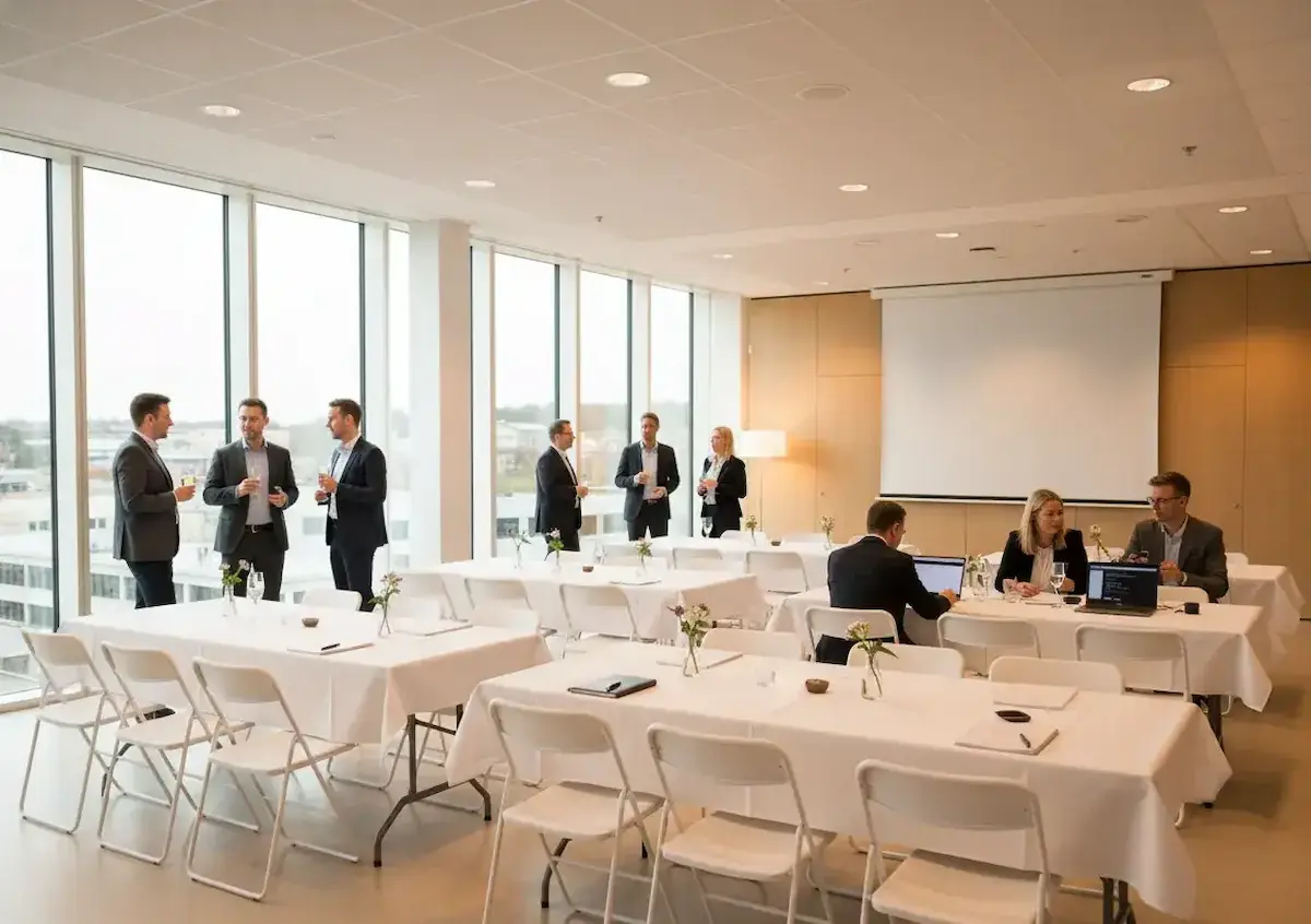 Företagsevent med hyrda bord, stolar och eventutrustning i Skåne